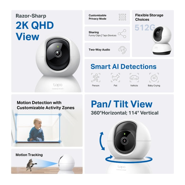 Tapo C220 V2 Pan/Tilt AI Home Security Wi-Fi Camera