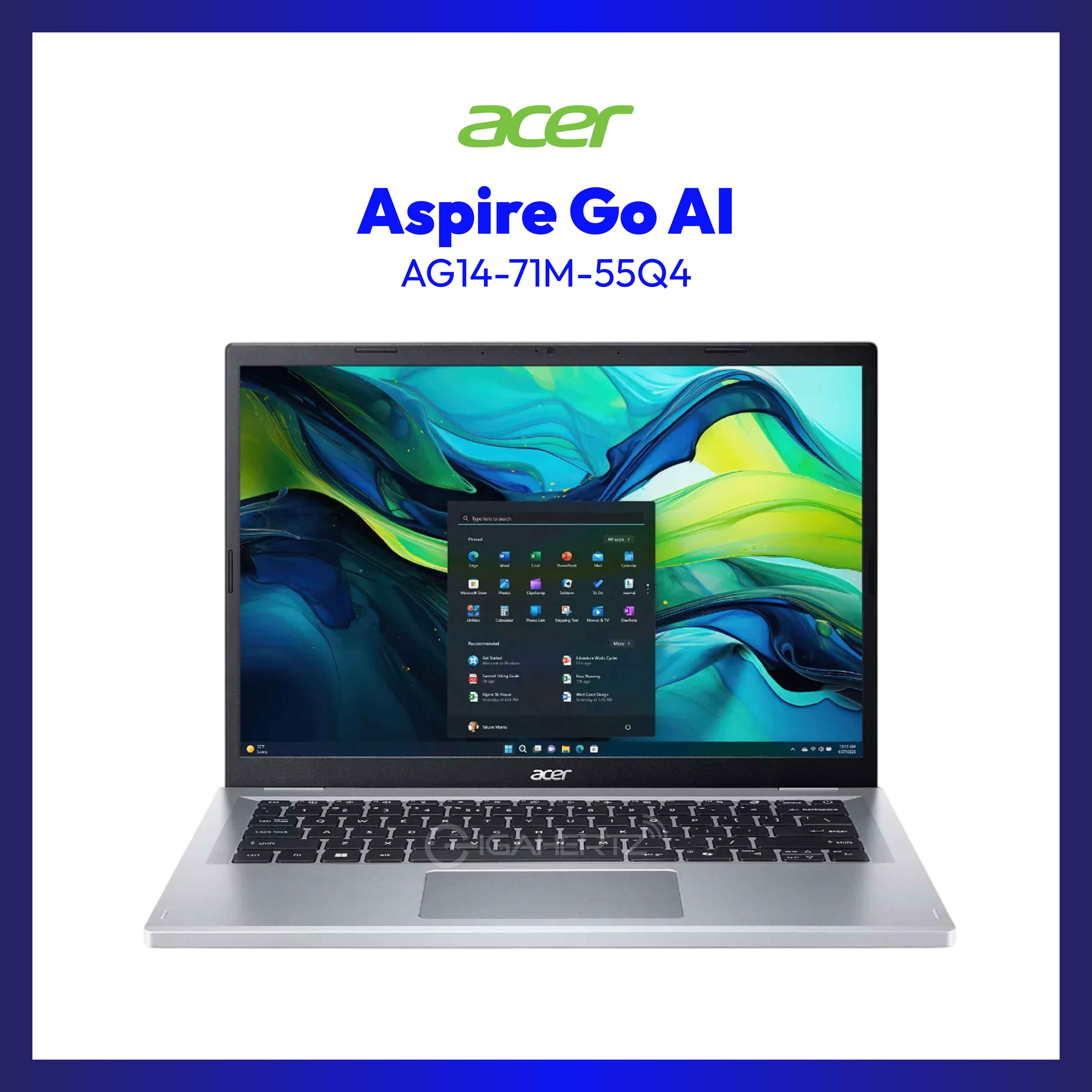 Acer Aspire Go AI AG14-71M-55Q4 | 14" IPS | Intel Core Ultra 5 115U | Intel Graphics | 8GB RAM | 512GB SSD | WIN 11sm GRAY