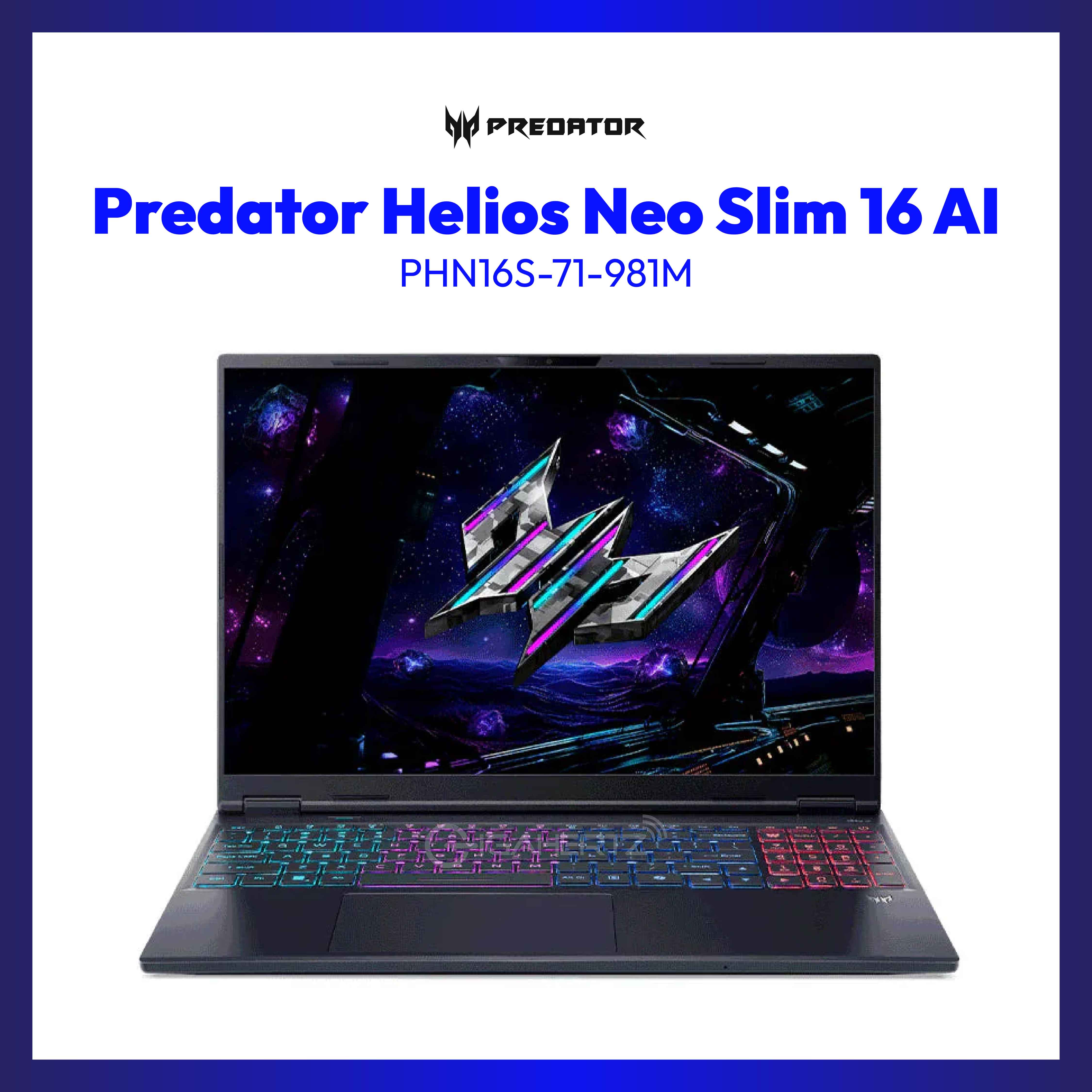 Acer Predator Helios Neo Slim 16 AI PHN16S-71-981M | 16" OLED | Intel Core Ultra 9 | GeForce RTX 5070 Ti | 32GB RAM | 1TB SSD | WIN 11 HOME