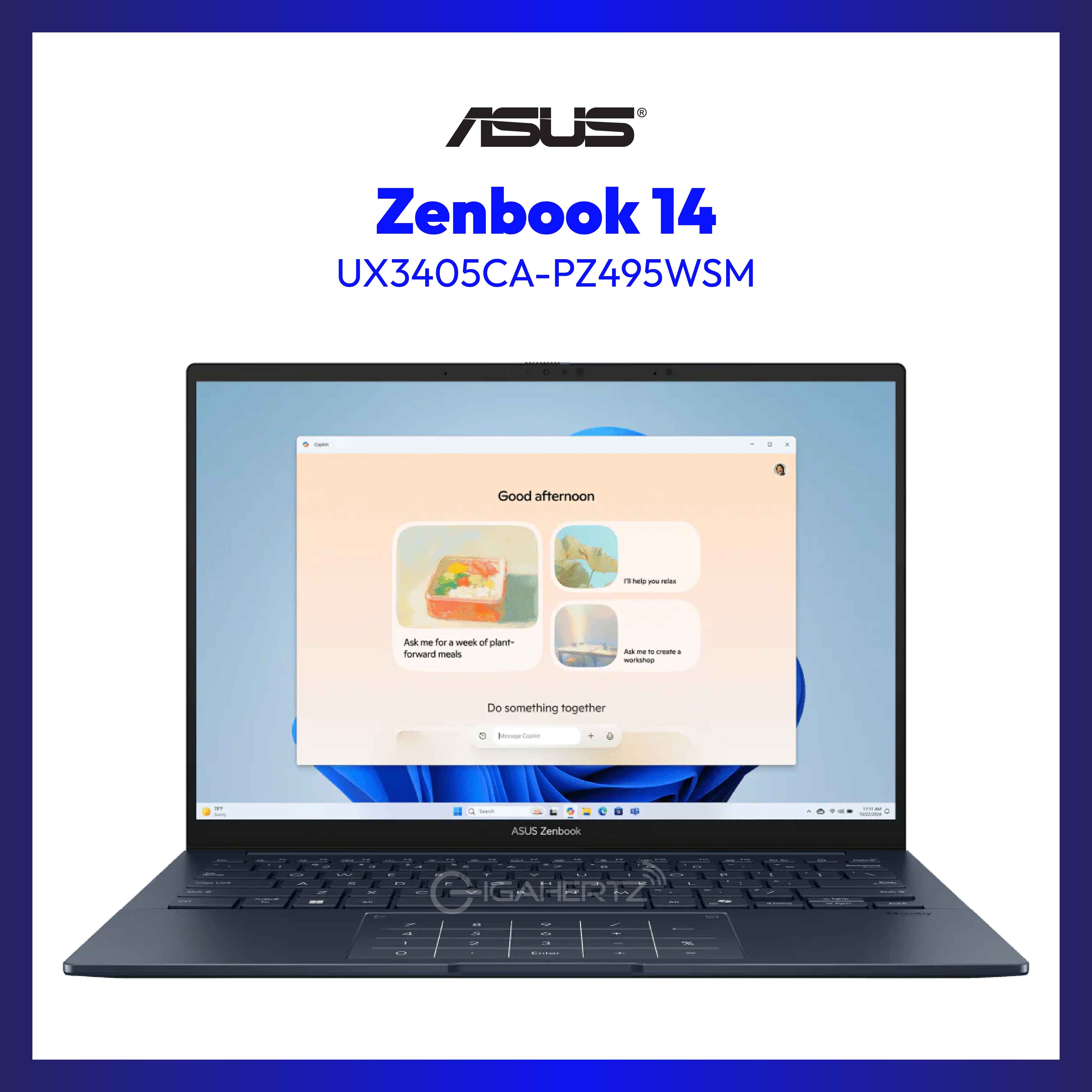 ASUS Zenbook 14 UX3405CA-PZ495WSM | 14" OLED | Intel® Core™ Ultra 9 Processor 285H | Intel® Arc™ Graphics | 16 GB RAM | 1 TB SSD | WIN 11