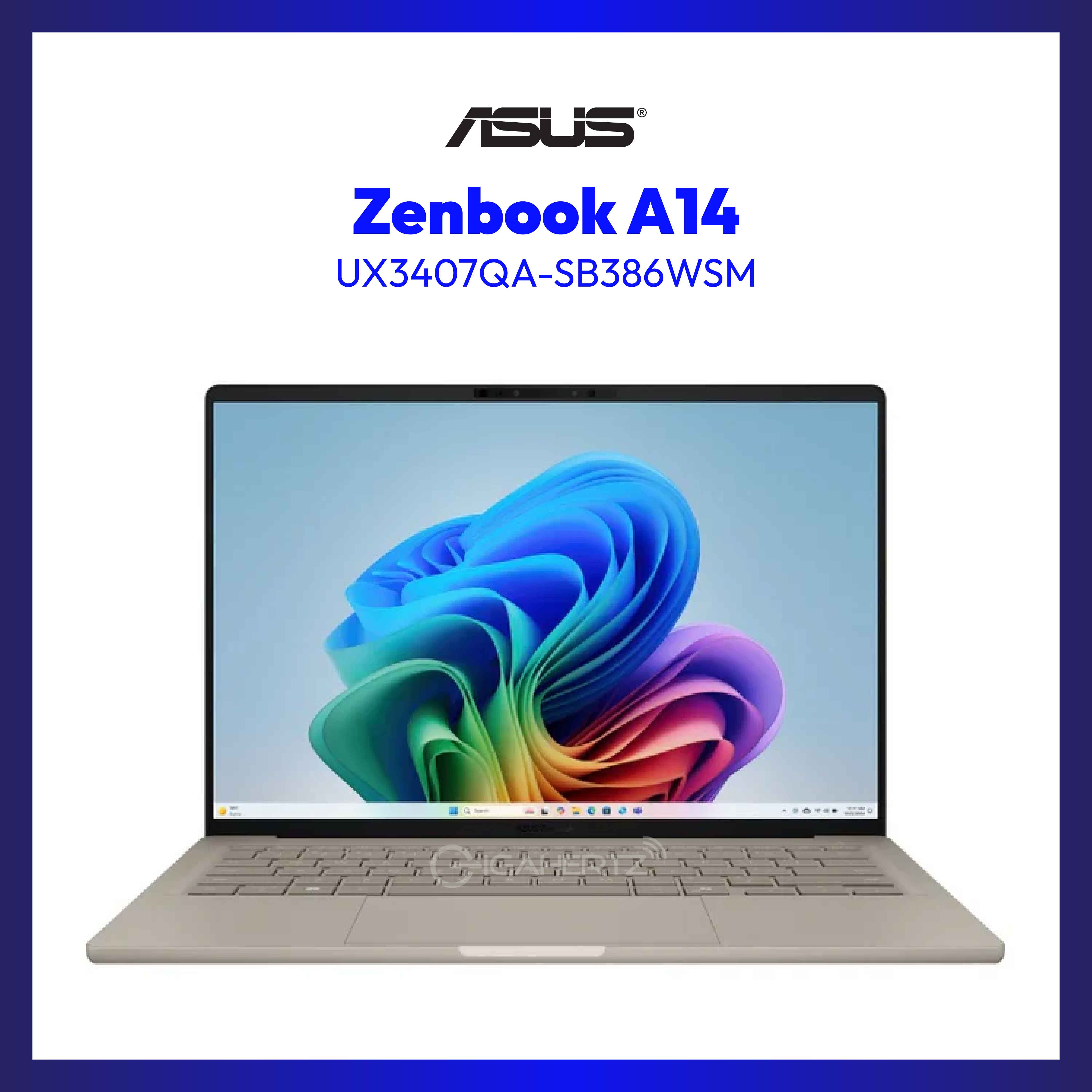 ASUS Zenbook A14 UX3407QA-SB386WSM | 14" WUXGA | Snapdragon® X X1 26 100 | Qualcomm® Adreno™ | 16 GB RAM | 512 GB SSD | WIN 11