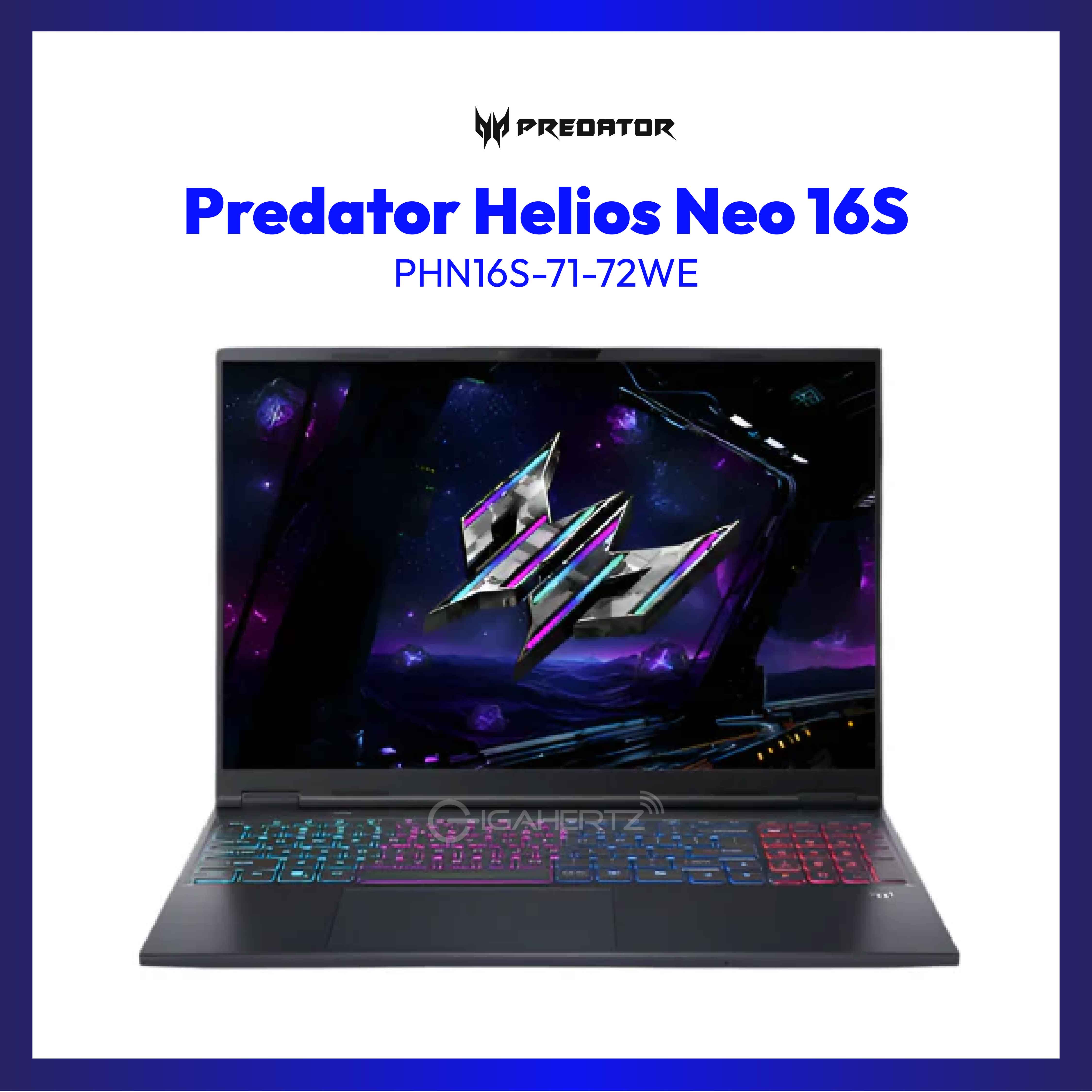 Acer Predator Helios Neo 16S PHN16S-71-72WE | 16" WQXGA | Intel Core Ultra 7 255HX | GeForce RTX 5060 | 16GB RAM | 512GB SSD | WIN 11