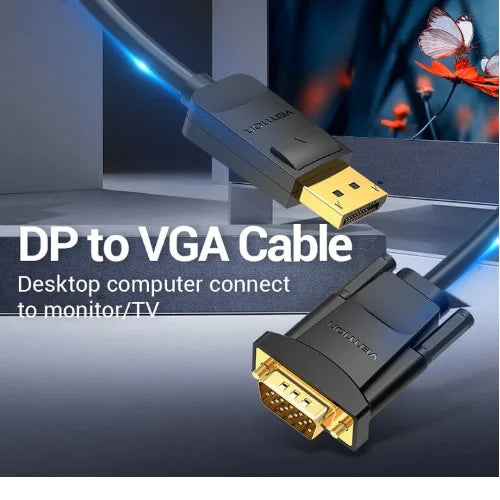 Vention Display port to VGA Cable Black | HBLBG (1.5M)