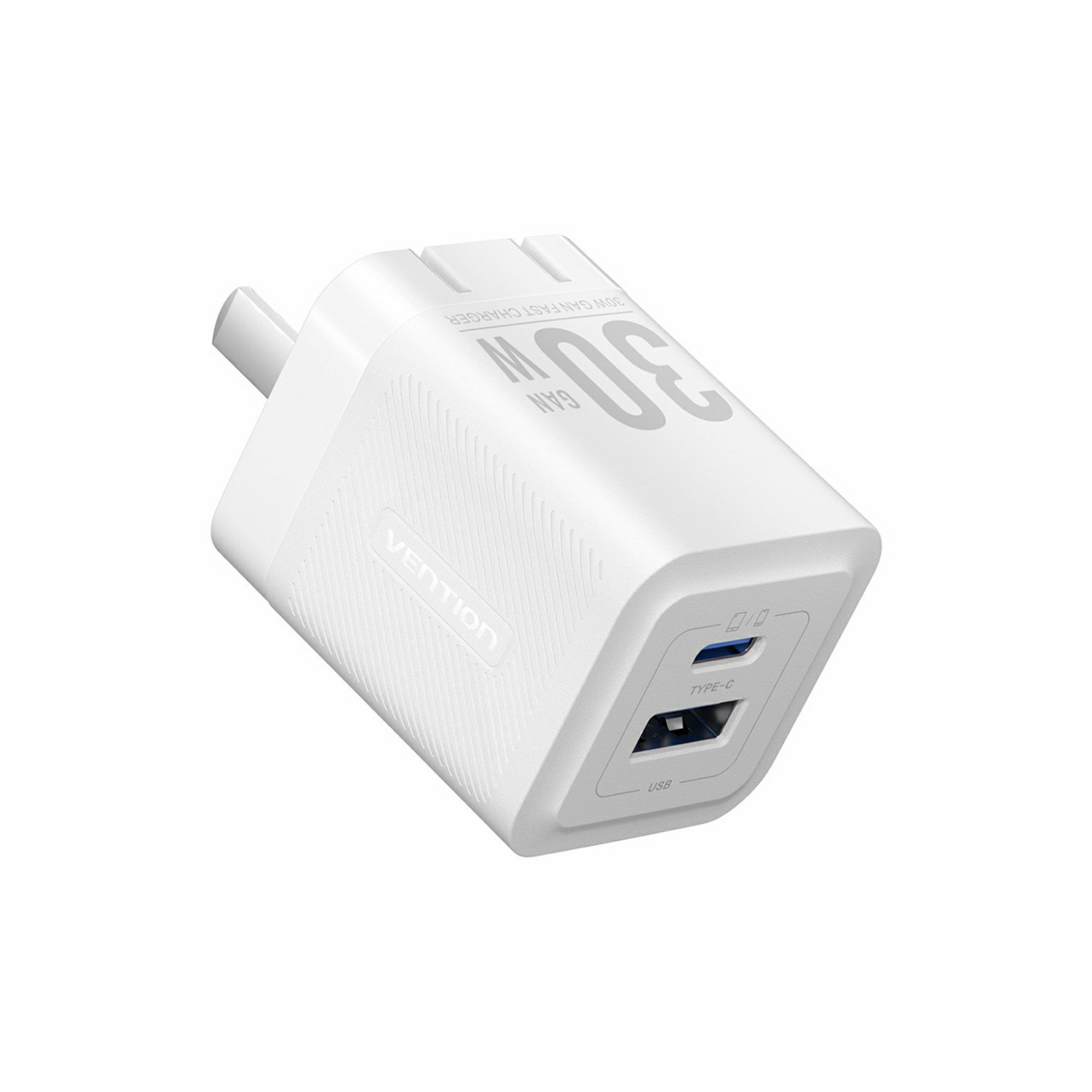 VENTION FEQ Series 30W Fast Charging Adapter USB A + Type C Dual Port GaN Charger, US Plug - White