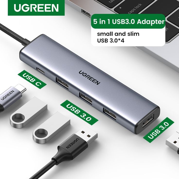 UGreen 4-Port USB 3.0 Hub + Powered by Micro USB Metal Plated Shell Ultra Slim