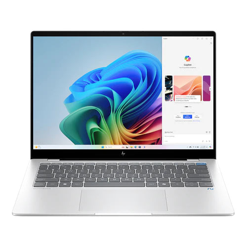 HP OmniBook X 14-FE1009QU Laptop (Glacier Silver) | 14" 2.2K (2240x1400) IPS | Snapdragon X Elite X1P-42-100 | 16GB RAM | 512GB SSD | Qualcomm Adreno GPU | Windows 11 Home