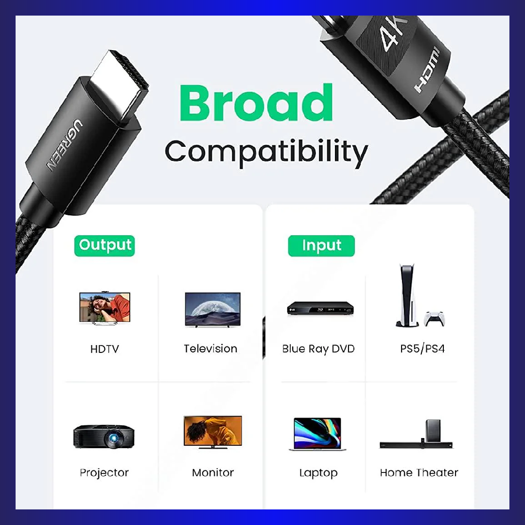 UGREEN 4K 60hz HDMI Male to Male Cable 1m (Black) (30999)