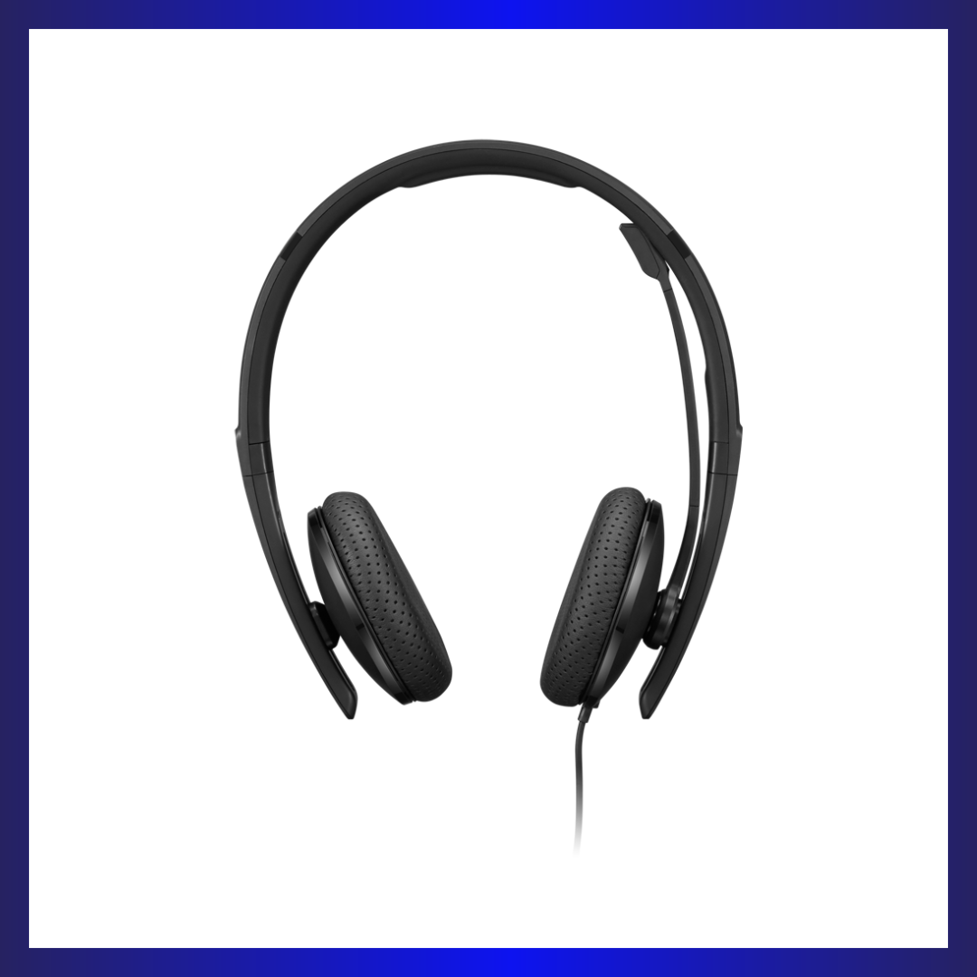 Lenovo Wired VoIP Headset (4XD1M45626) | USB-C (USB-A Adapter Included) | Stereo Audio | Noise-Canceling Mic | Black