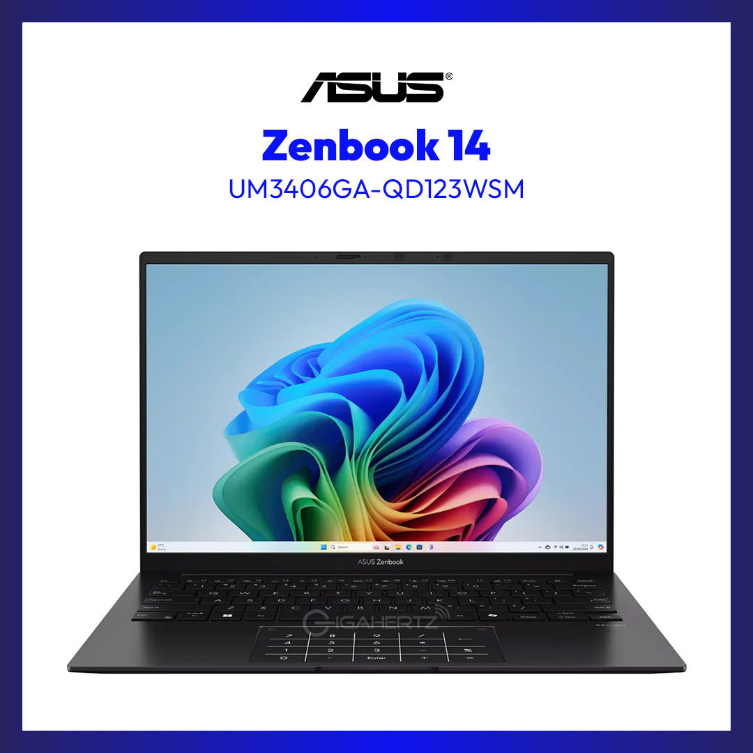 ASUS Zenbook 14 UM3406GA-QD123WSM Laptop (Jade Black) | 14" WUXGA (1920x1200) OLED | Ryzen AI 7 445 | 16GB RAM | 1TB SSD | AMD Radeon Graphics | Windows 11 Home