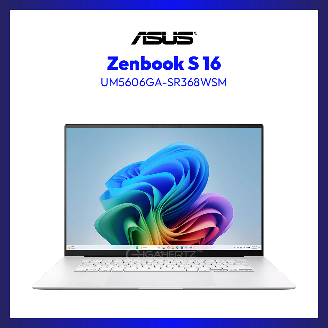ASUS Zenbook S 16 UM5606GA-SR368WSM Laptop (Scandinavian White) | 16" 3K (2880x1800) OLED 120Hz Touchscreen | Ryzen AI 9 465 | 32GB RAM | 1TB SSD | Radeon Graphics | Windows 11 Home