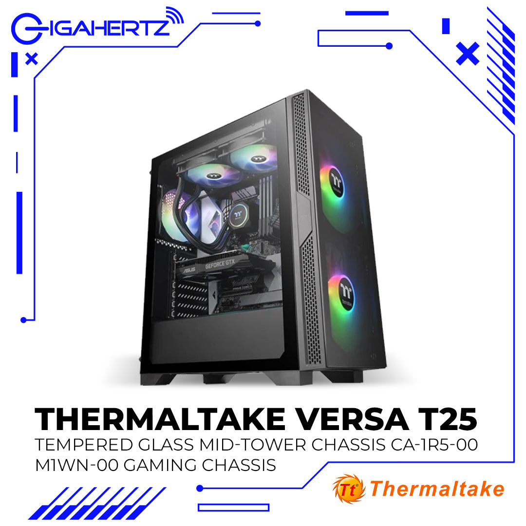 Thermaltake Versa T25 Tempered Glass Mid-Tower Chassis CA-1R5-00M1WN-00 Gaming Chassis