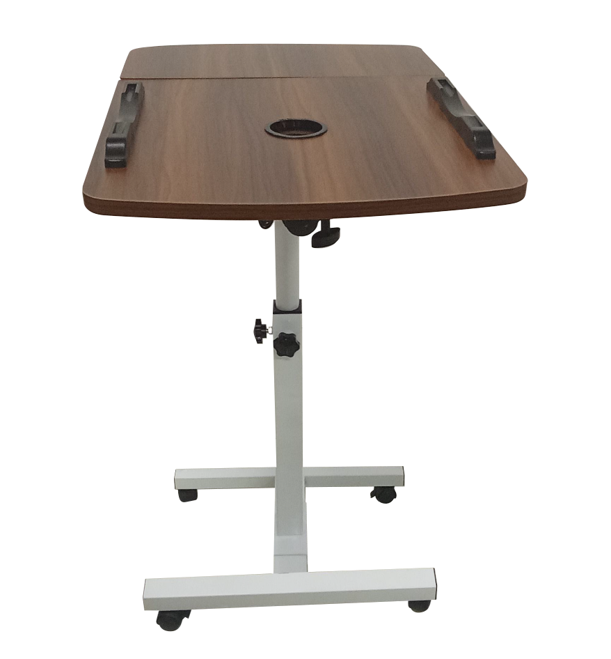 Portable Adjustable Laptop Workstation Desk | Tilting Desktop, Cooling Fan, Side Shelf & Rolling Casters | Ergonomic Home Office Table
