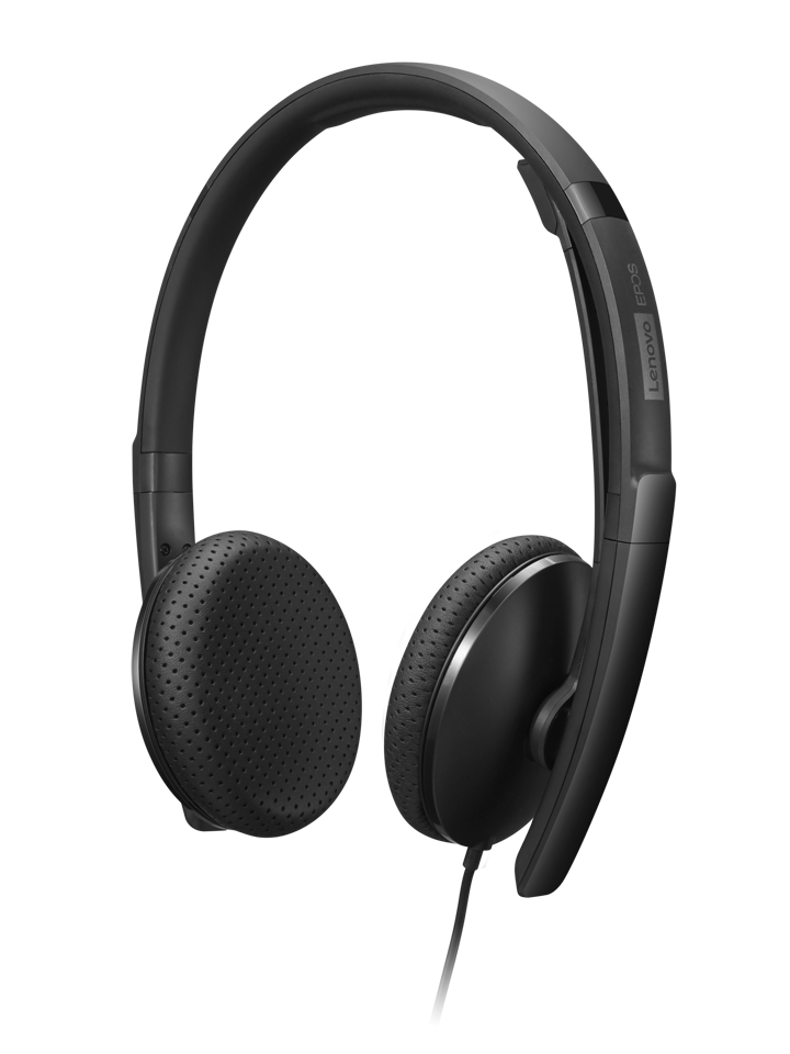 Lenovo Wired VoIP Headset (4XD1M45626) | USB-C (USB-A Adapter Included) | Stereo Audio | Noise-Canceling Mic | Black