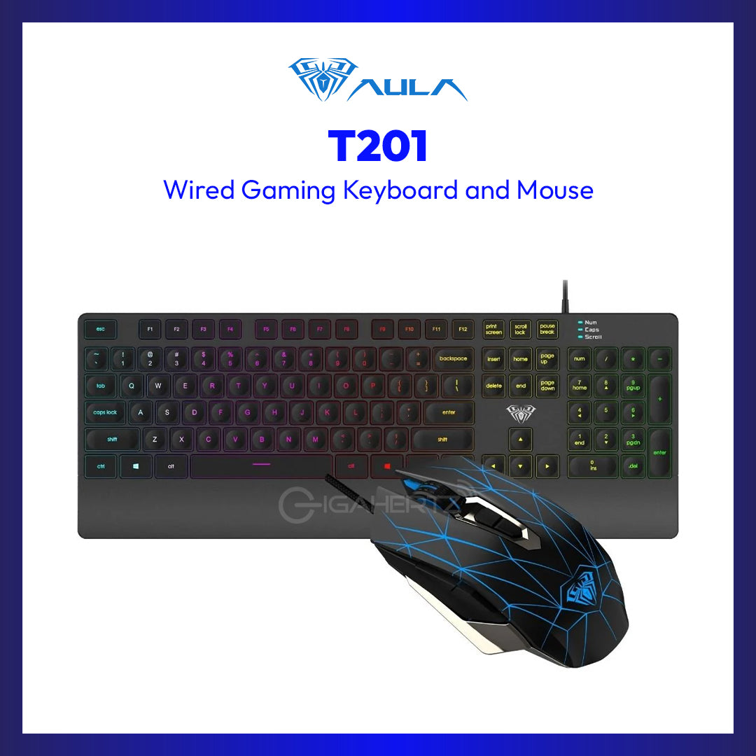 Aula T201 Wired Gaming Membrane Keyboard and Mouse Combo Set