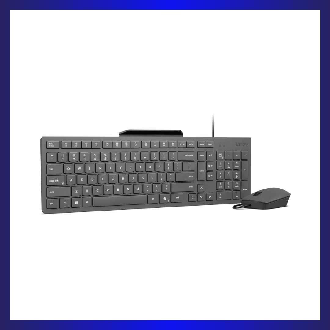 Lenovo 310 Wired Keyboard & Mouse Combo (GX31R09775) | USB-A | 2.5-Zone Keyboard | 2000 DPI Optical Mouse | Luna Grey