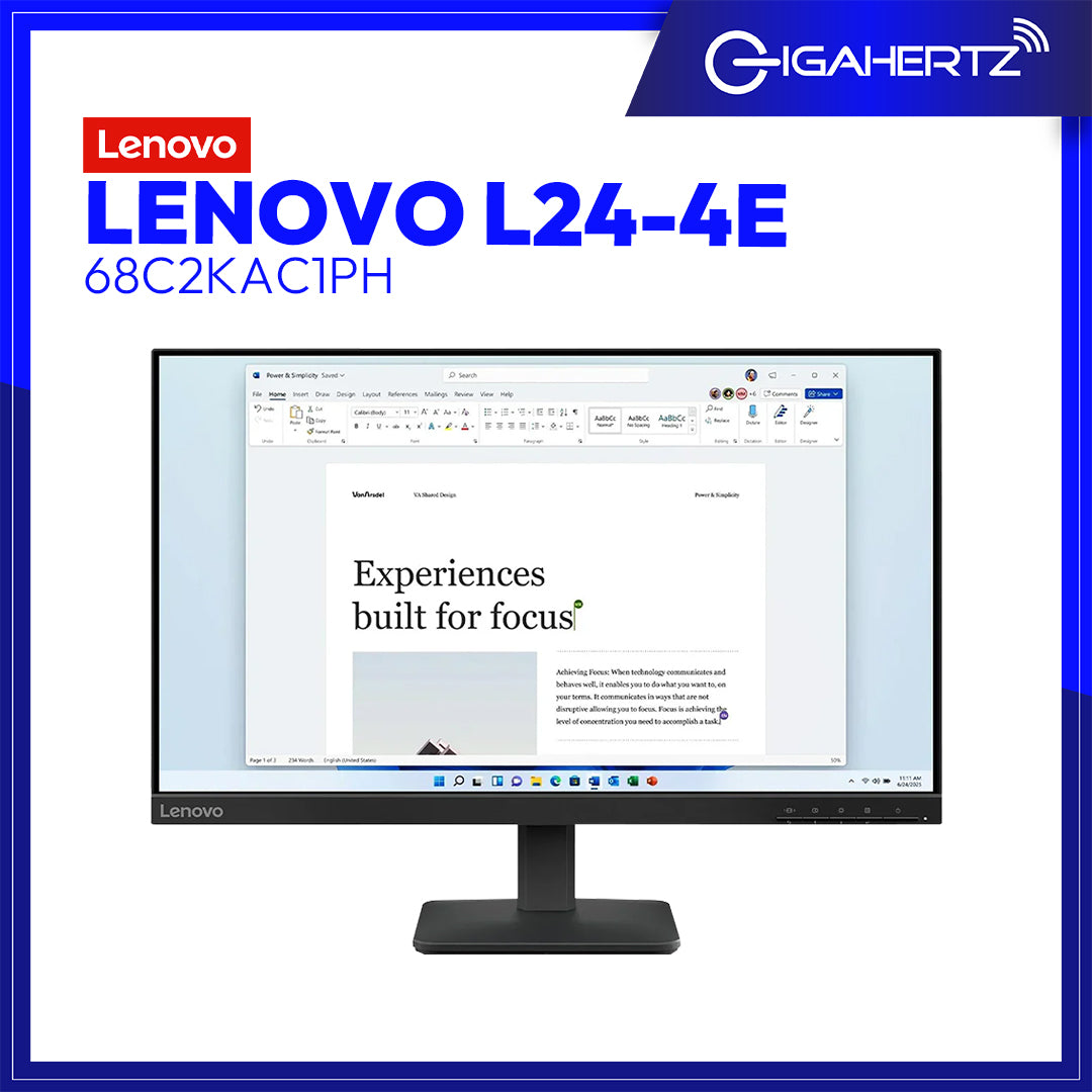 Lenovo L24-4e 68C2KAC1PH 23.8" FHD (1920x1080) 100Hz 4ms IPS LCD Monitor