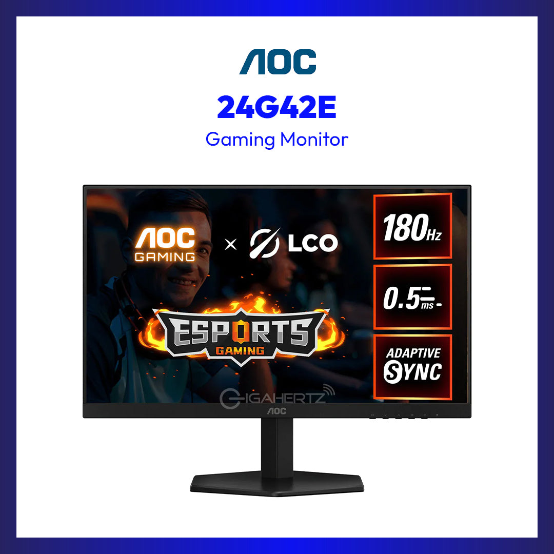 AOC 24G42E 23.8" FHD (1920x1080) 180Hz 0.5ms MPRT / 1ms GtG Adaptive-Sync Fast IPS Gaming Monitor (Black/Red)