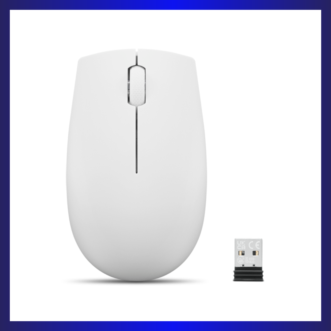 Lenovo 300 Wireless Compact Mouse (GY51L15677) | 2.4GHz Wireless | USB-A Nano Receiver | 1000 DPI Optical Sensor | Cloud Grey