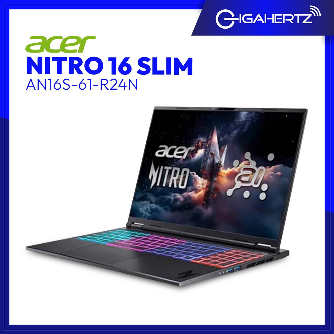 Acer Nitro 16 Slim AN16S-61-R24N | 16in WQXGA 180Hz | Ryzen AI 7 350 | 16GB DDR5 | 512GB SSD | RTX 5060, 8GB | Win11 | GigaHertz