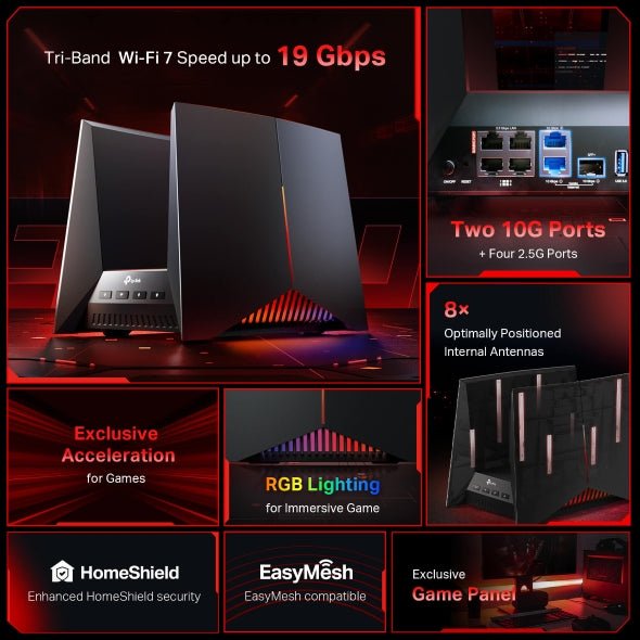 Archer GE800 BE19000 Tri-Band Wi-Fi 7 Gaming Router | GigaHertz