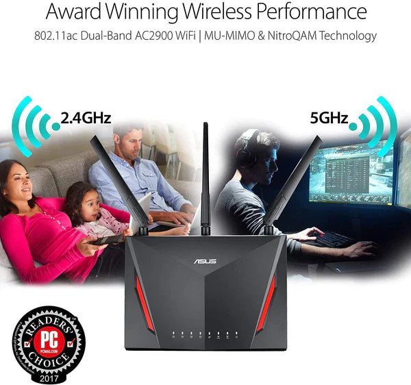 Asus AC2900 RT - AC86U Wireless Dual - Band Gaming Router | Gigahertz