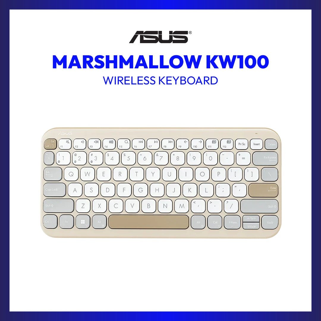 Asus Marshmallow KW100 Wireless Keyboard (Iridescent White) | GigaHertz