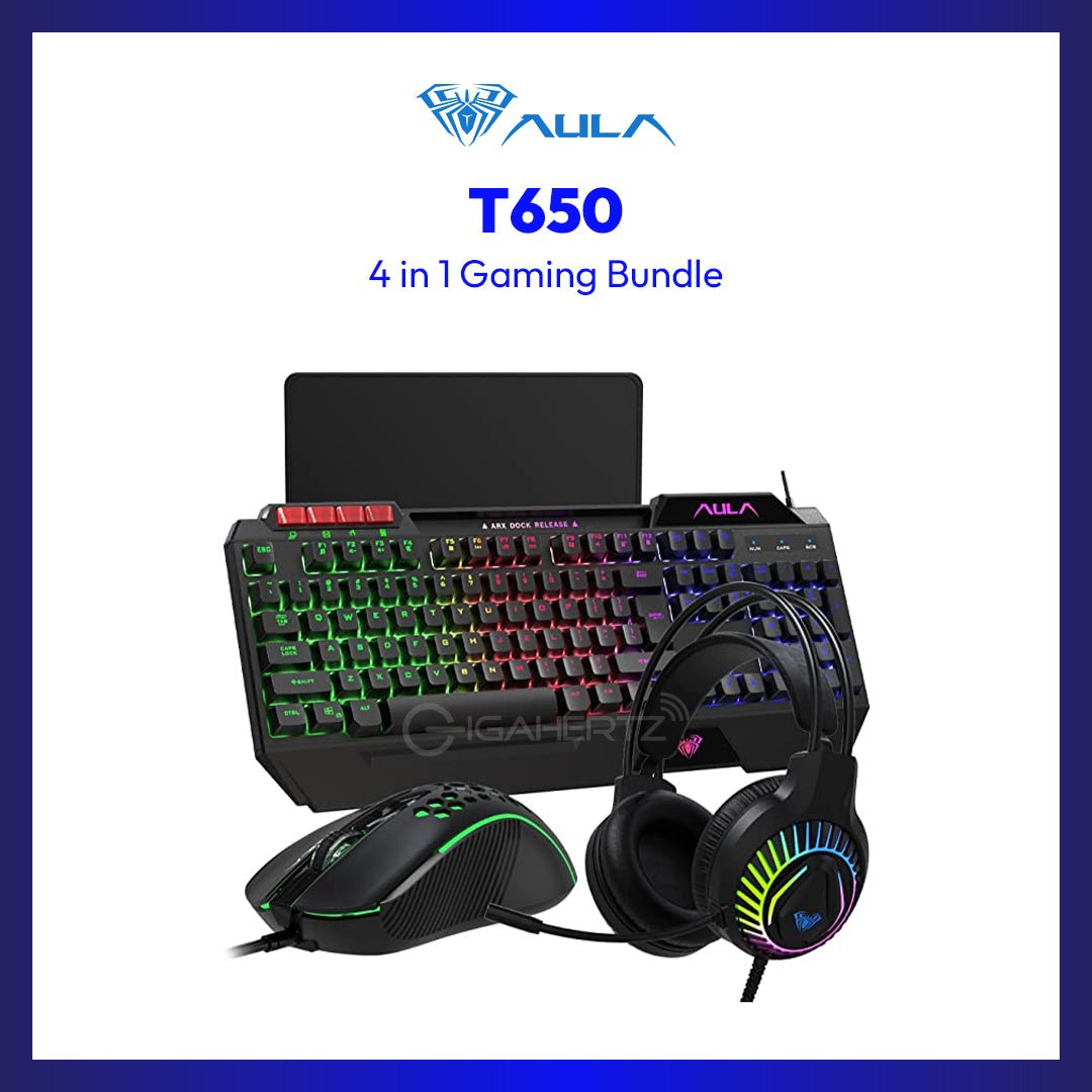 Aula T650 4 in 1 Gaming Bundled Keyboard / Mouse / Headset / Mousepad | GigaHertz