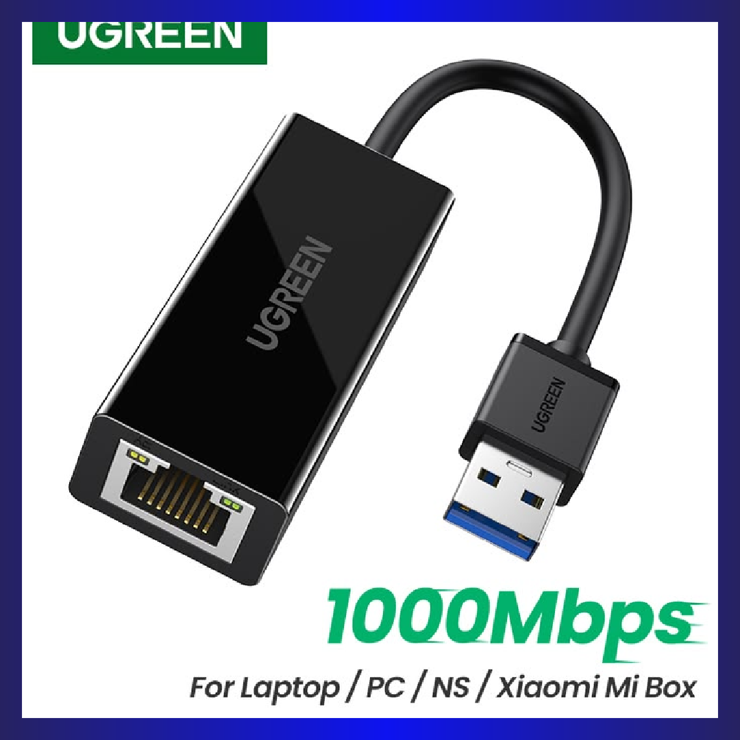 UGREEN USB-A 3.0 To Gigabit Ethernet Adapter 10cm (Black)