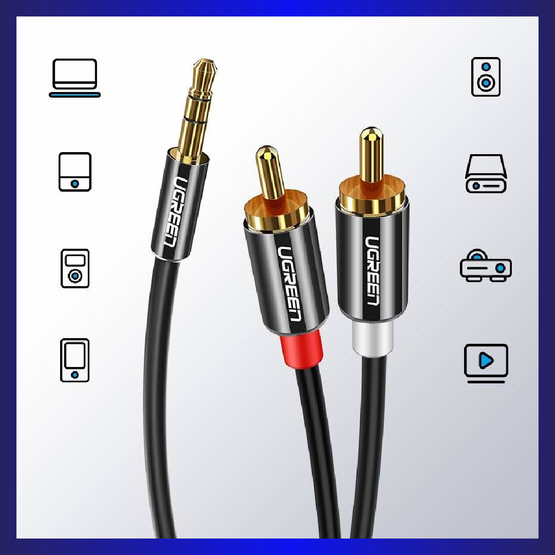 UGREEN Audio Cable | 3.5mm | Mini Jack to 2RCA | 3m (Black) (10590)