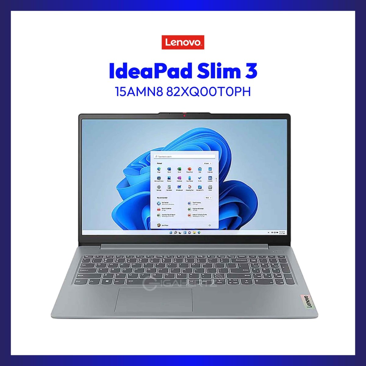 Lenovo IdeaPad Slim 3 15AMN8 82XQ00T0PH | 15.6in FHD | AMD R5 7520U | 16GB LPDDR5 | 512GB SSD | AMD Radeon 610M | GigaHertz