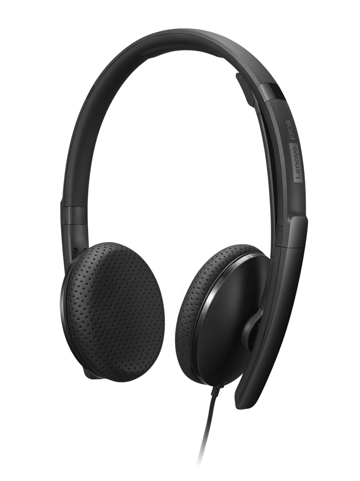 Lenovo Wired VoIP Headset (4XD1M45626) | USB-C (USB-A Adapter Included) | Stereo Audio | Noise-Canceling Mic | Black | GigaHertz
