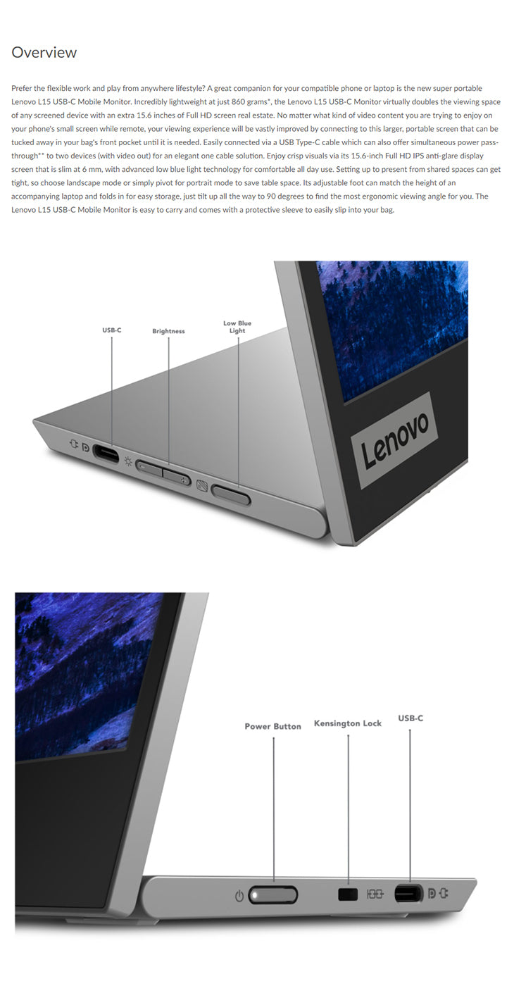 Lenovo L15 mobile monitor