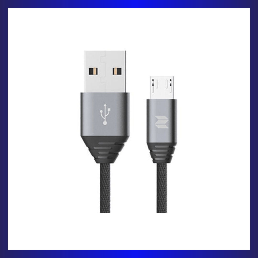 Rock Space M5 Metal Micro USB Cable (RCB0510) | 2.0A Fast Charging | Nylon Braided | 1000mm Length | Black | GigaHertz