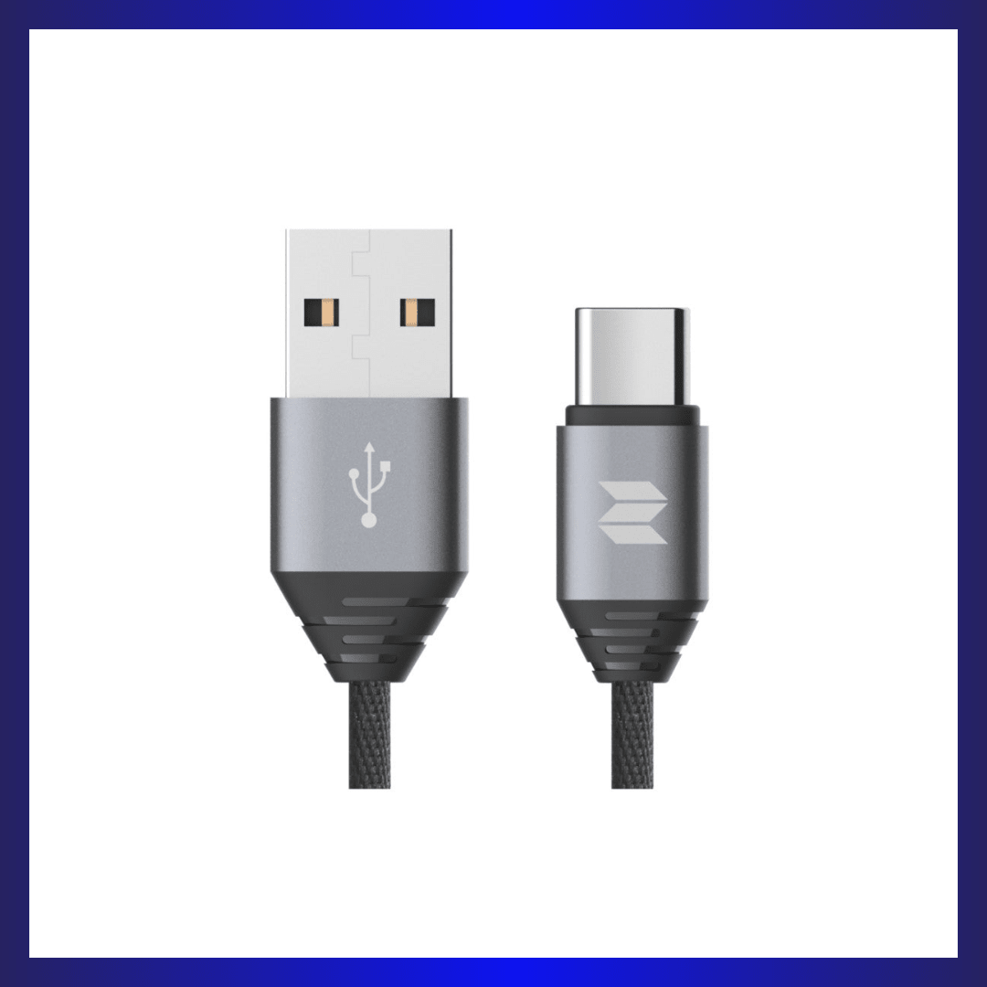 Rock Space M5 Metal Type-C Cable | 2.1A Fast Charging | Nylon Braided | 100cm Length - Black | GigaHertz