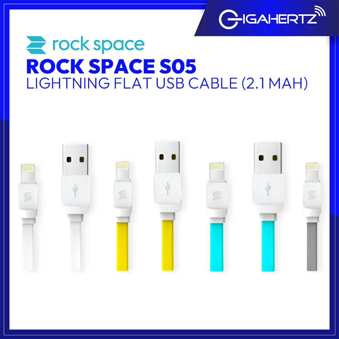 Rock Space S05 Lightning Flat USB Cable (2.1 MAH) | GigaHertz