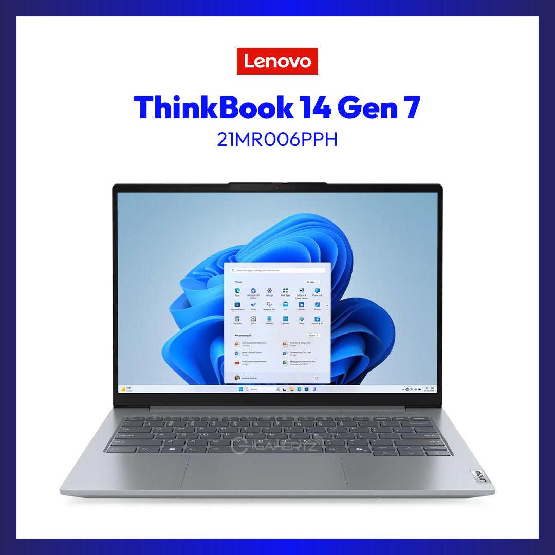 ThinkBook 14 G7 IML 21MR006PPH LAPTOP (GREY) | Intel Core™ Ultra 5 125U | Integrated Intel® Graphics | 1x 8GB SODIMM DDR5-5600 | 512GB SSD M.2 2242 PCIe® 4.0x4 NVMe® | 14" WUXGA | WIN 11 | GigaHertz