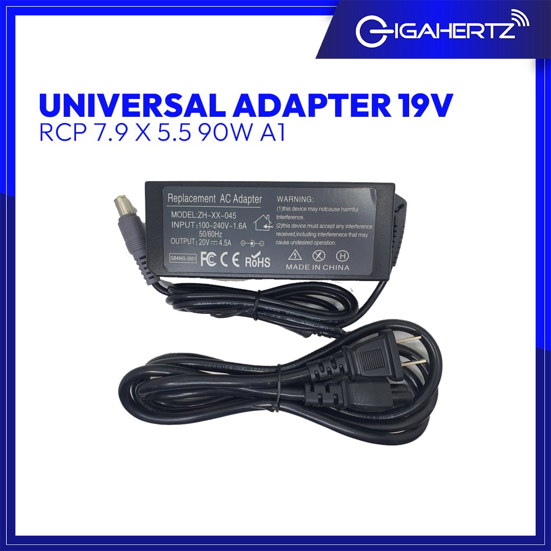Universal Adapter 19V RCP 7.9 X 5.5 90W A1 | Gigahertz