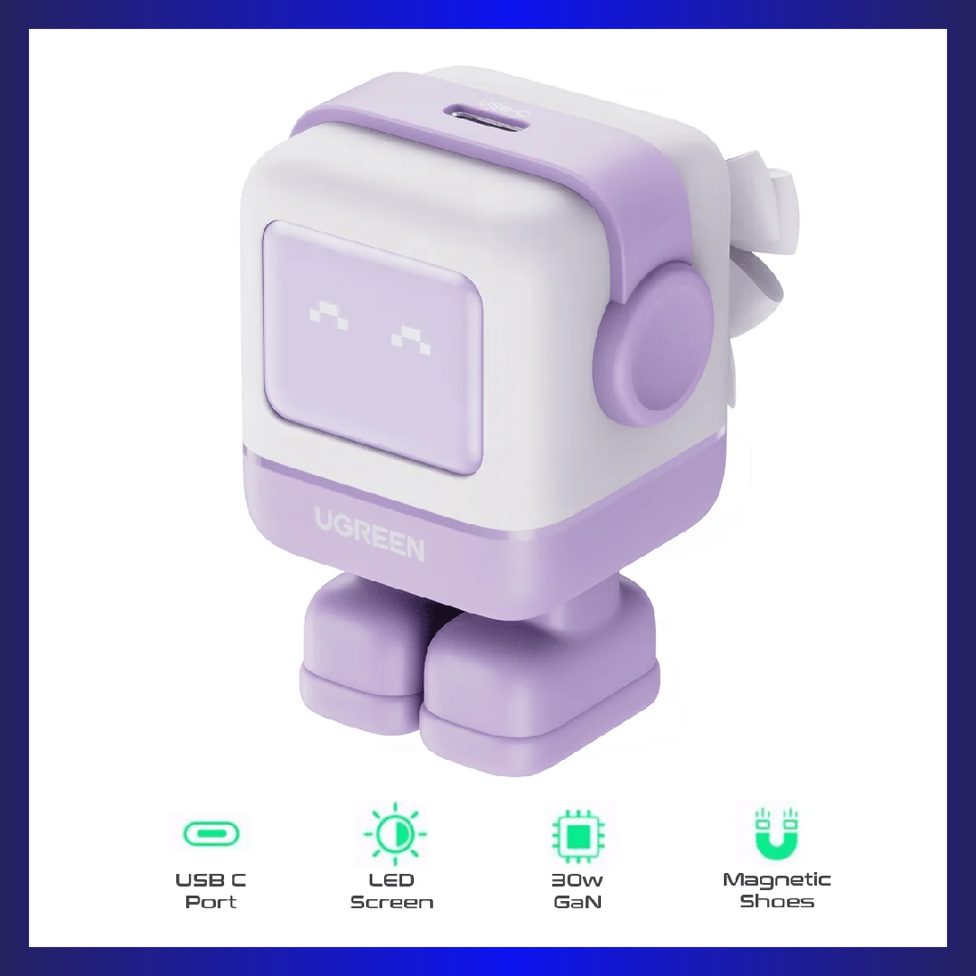Ugreen CD359 25036 Mini Robot Nexode 30W USB-C Fast GaN Charger (Purple)