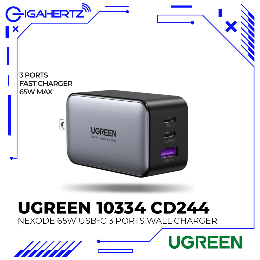 Ugreen 10334 CD244 Nexode 65W USB-C 3 Ports Wall Charger
