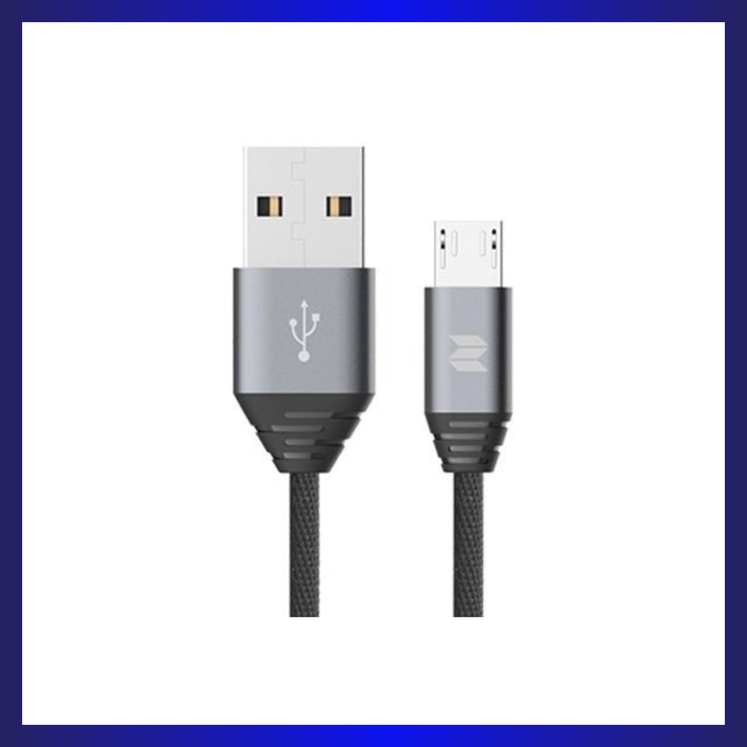 Rock Space M5 Metal Micro USB Cable (RCB0510) | 2.0A Fast Charging | Nylon Braided | 1000mm Length | Black