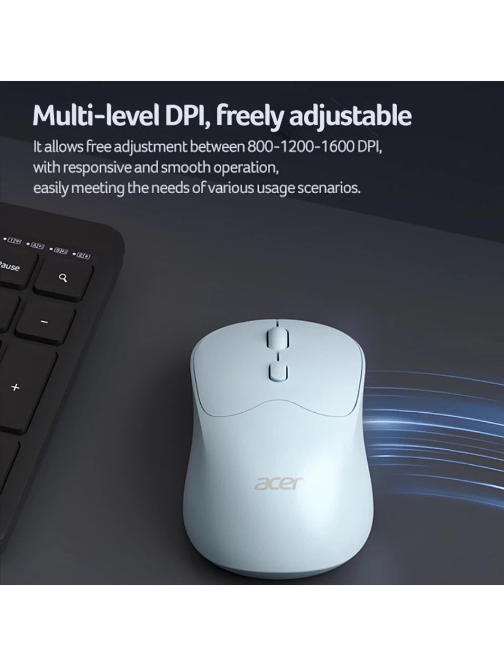 Acer OMR268 Dual-Mode 2.4G / Bluetooth Rechargeable Wireless Mouse Blue
