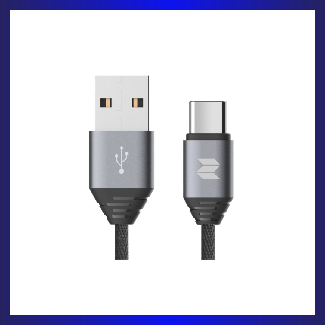 Rock Space M5 Metal Type-C Cable | 2.1A Fast Charging | Nylon Braided | 100cm Length - Black