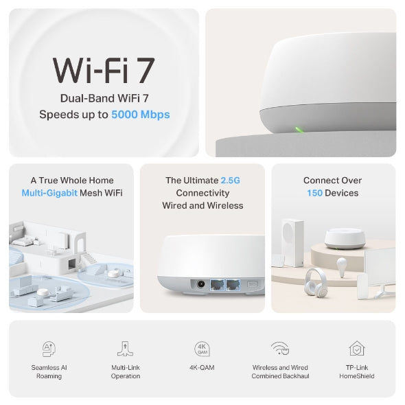 TPLINK DECO BE25 2PACK MESH WIFI 7 WH