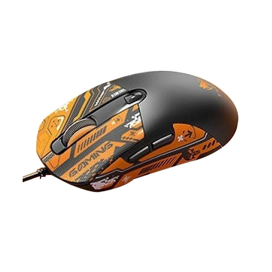 T-WOLF G550 RGB Wired Black Gaming Mouse With Orange Gengar Kuromi Sticker