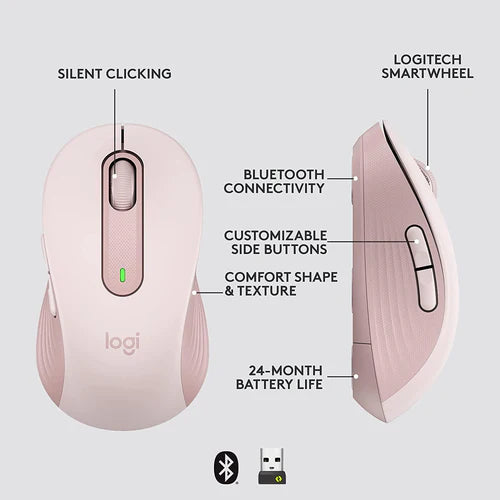 Logitech M650 Signature Wireless Mouse Rose