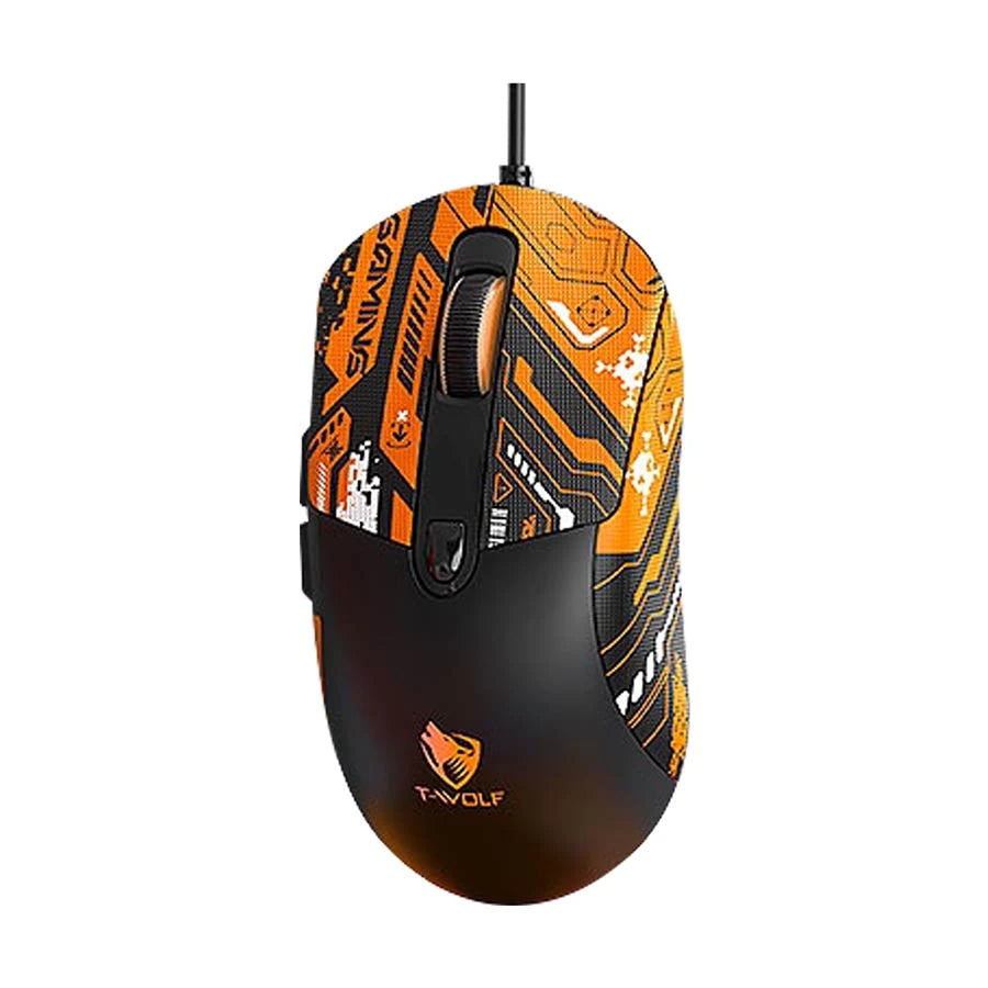 T-WOLF G550 RGB Wired Black Gaming Mouse With Orange Gengar Kuromi Sticker