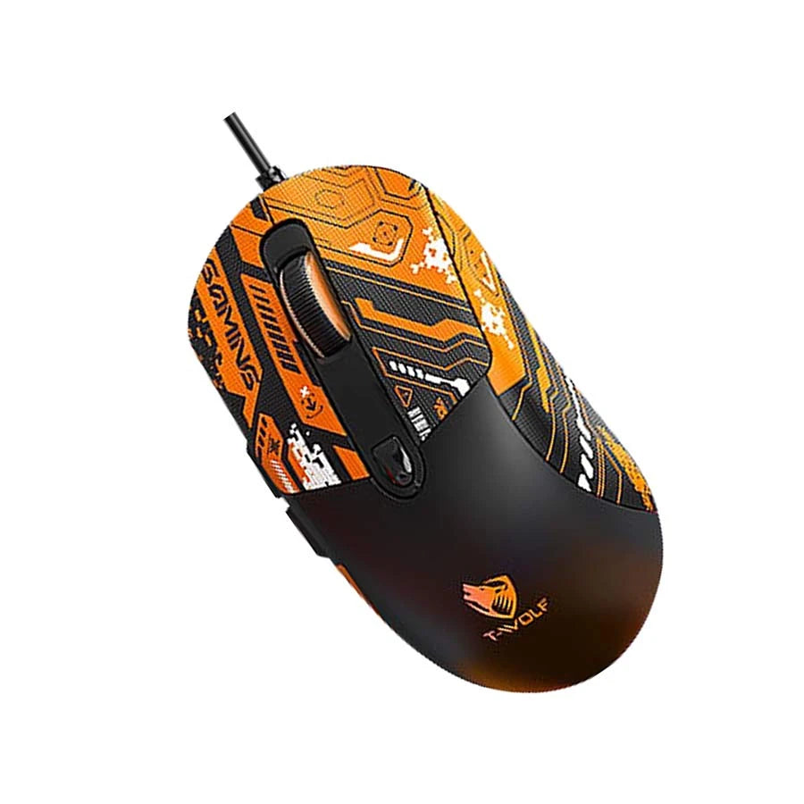 T-WOLF G550 RGB Wired Black Gaming Mouse With Orange Gengar Kuromi Sticker