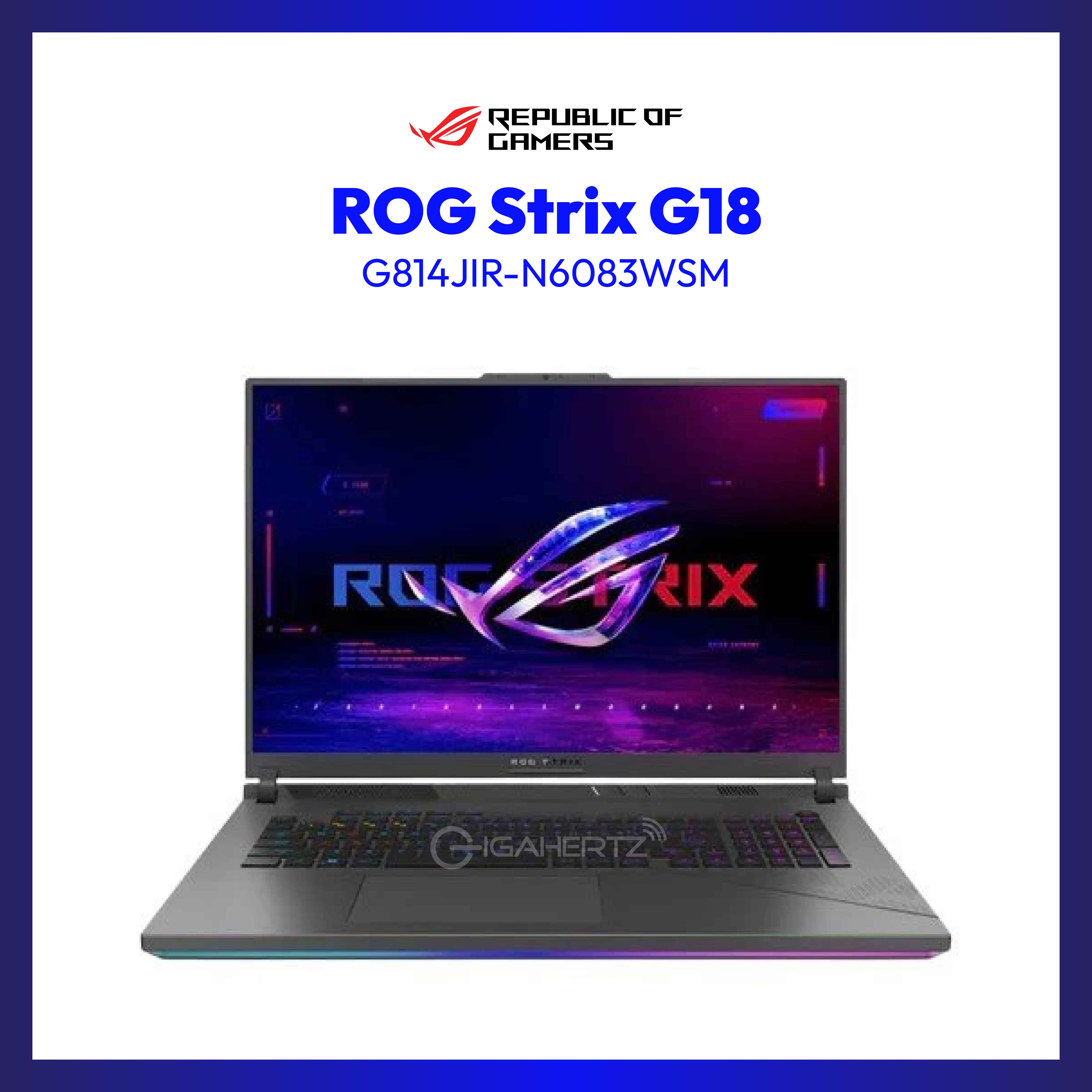 Asus ROG Strix G18 G814JIR-N6083WSM | 18" WQXGA | i9-14900HX | GeForce RTX 4070 | 16GB RAM | 1TB SSD | WIN 11 | WITH MICROSOFT 365