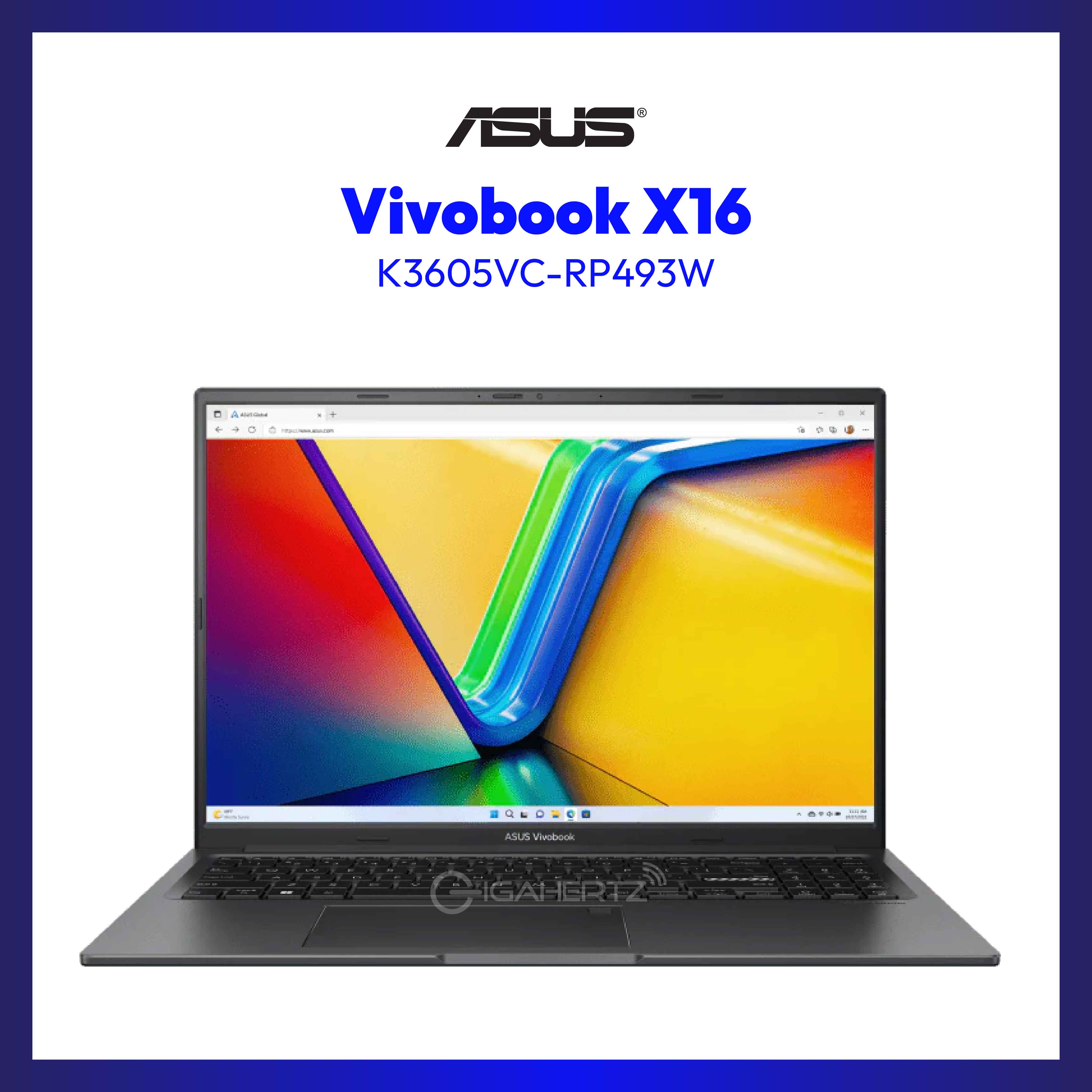 Asus Vivobook X16 K3605VC-RP493W | 16" WUXGA | Intel Core i5-13420H | NVIDIA GeForce RTX 3050 | 8GB RAM | 512GB SSD | WIN 11