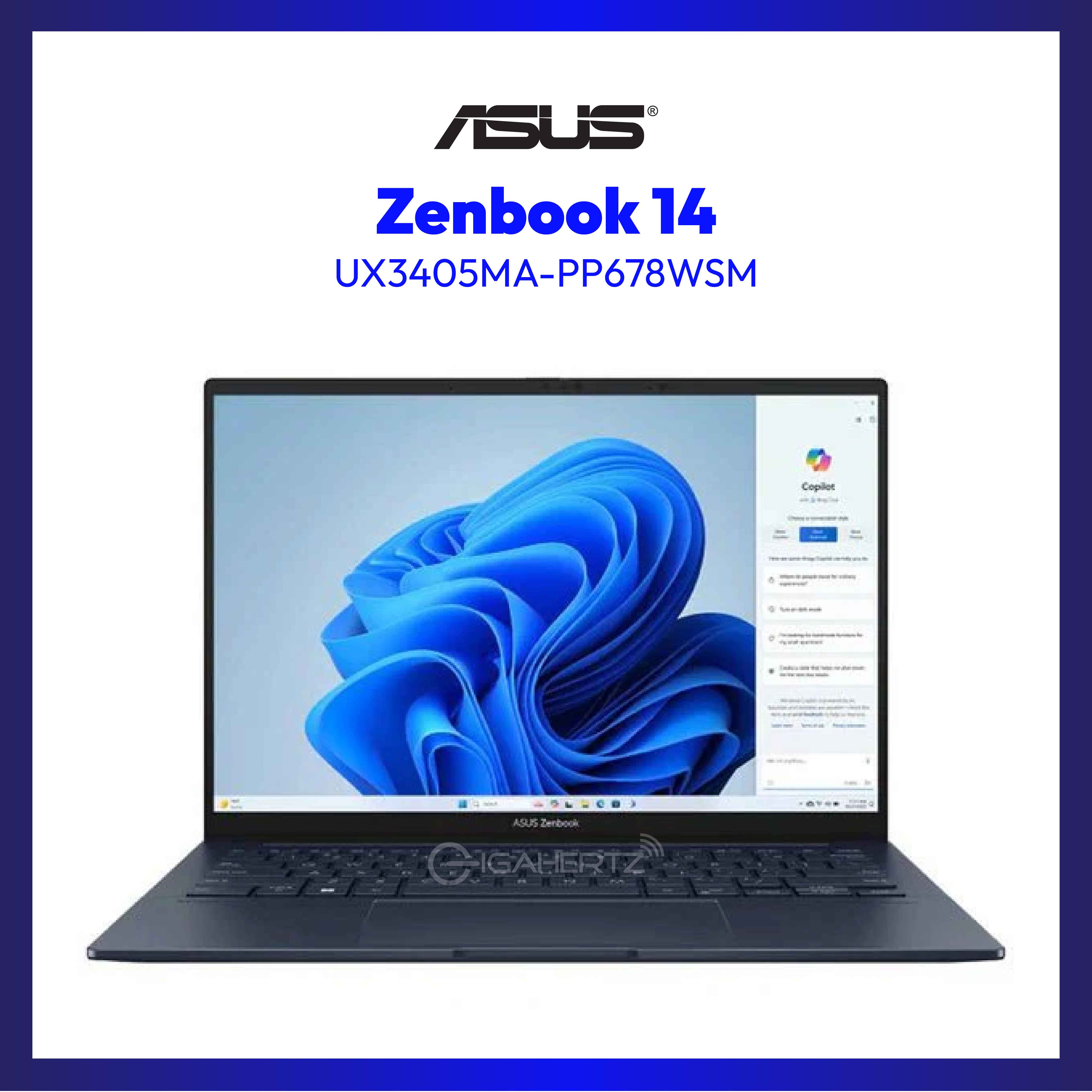 Asus Zenbook 14 OLED UX3405MA-PP678WSM | 14" OLED | Intel® Core™ Ultra 5 125H | Intel Arc Graphics | 16 GB RAM | 1 TB SSD | WIN 11